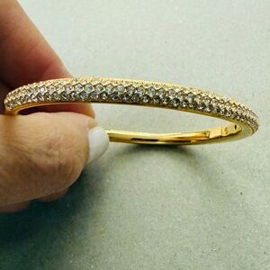 Nadri Triple Row Diamond Rhinestone Crystal Gold Bangle Hinged From Nordstrom